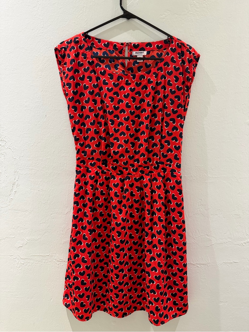 Old Navy Red Mini Dress with Black Heart Print